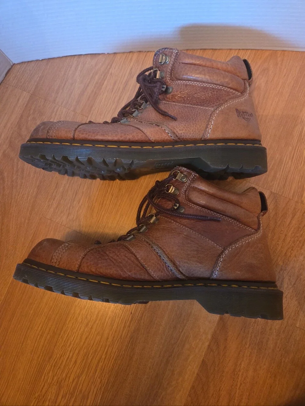 Dr Martens Men's Brown Leather Work Boots Size 12 Lace Up
